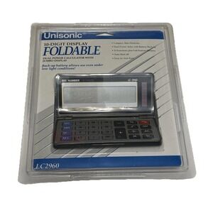 Vintage Calculator Unisonic Foldable LC2960 Solar‎ 10 Digit Display Dual Power